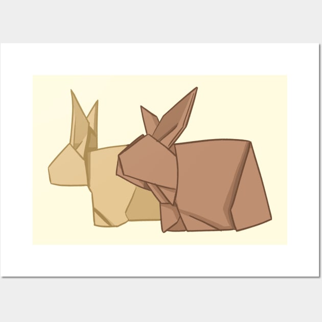 Brown Origami Bunny Couple _ Bunniesmee Wall Art by GambarGrace